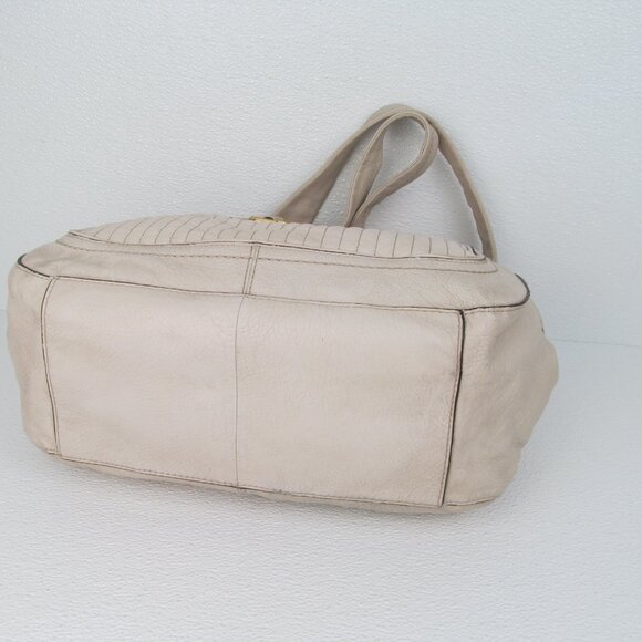 B. Makowsky Dakar Ivory Leather Shopper Tote Bag - Picture 9 of 11